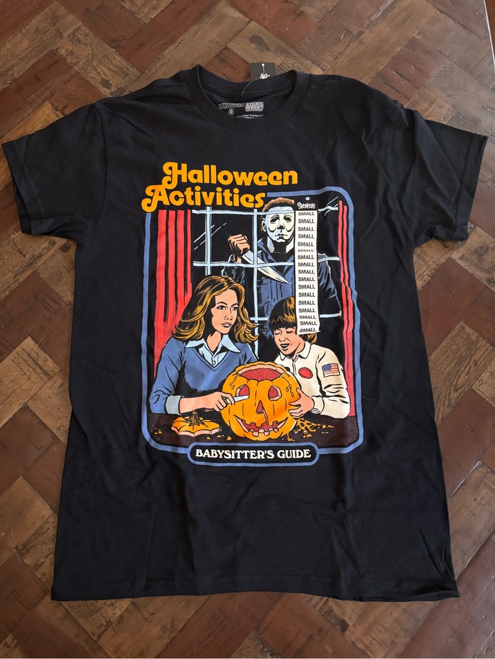 NWT Steven Rhodes Halloween Activity Babysitter Guide T-Shirt Size Small Black